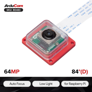 ARDUCAM CAMARA 1/1.32" 64MPx AUTO FOCO PARA RASPBERRY PI