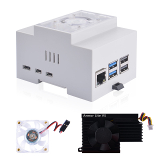 CAJA ABS CON ARMOR LITE V5 PARA RASPBERRY PI 5 - CARRIL DIN