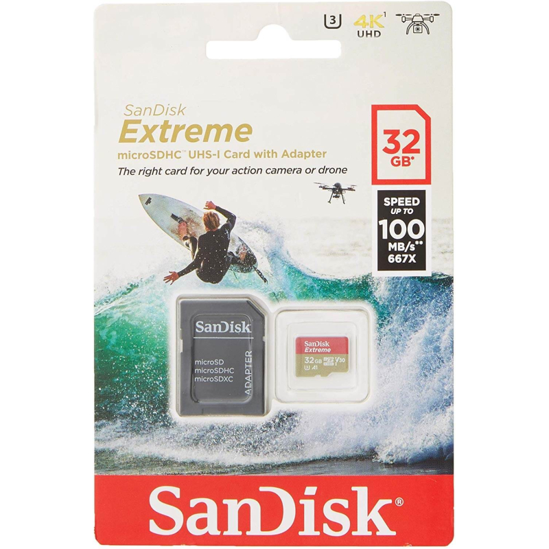 SANDISK EXTREME MICROSDHC 32GB U3 A1 V30 100MB/S